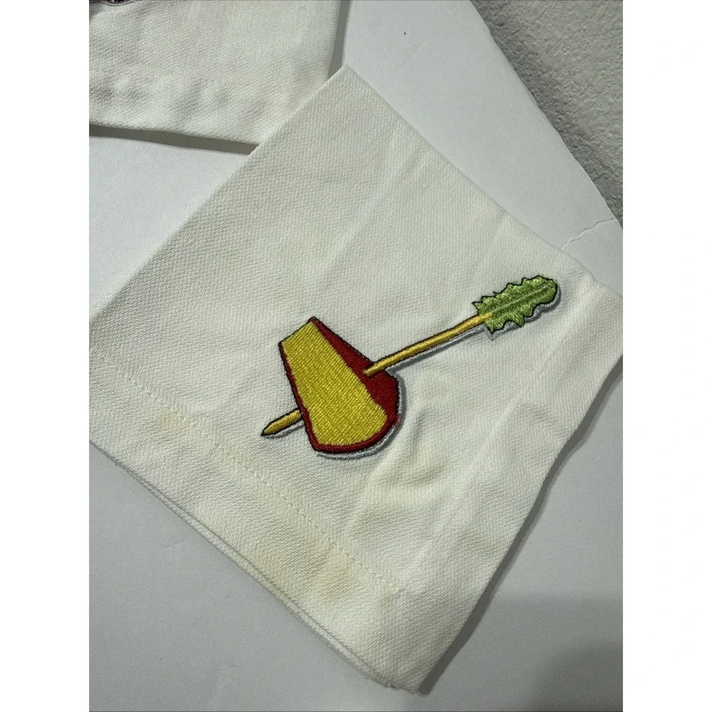 Crate&Barrel Tidbits Cocktail Napkins (6) Embroidered White Cotton 10